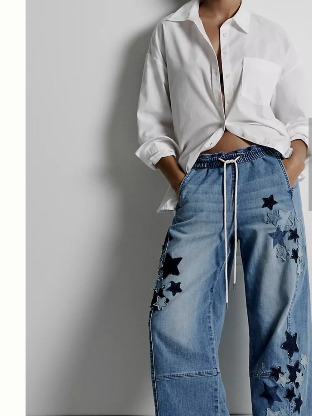 Anthropologie PICRO Izzie Relaxed Star Pull-On Barrel Jeans
